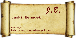 Janki Benedek névjegykártya